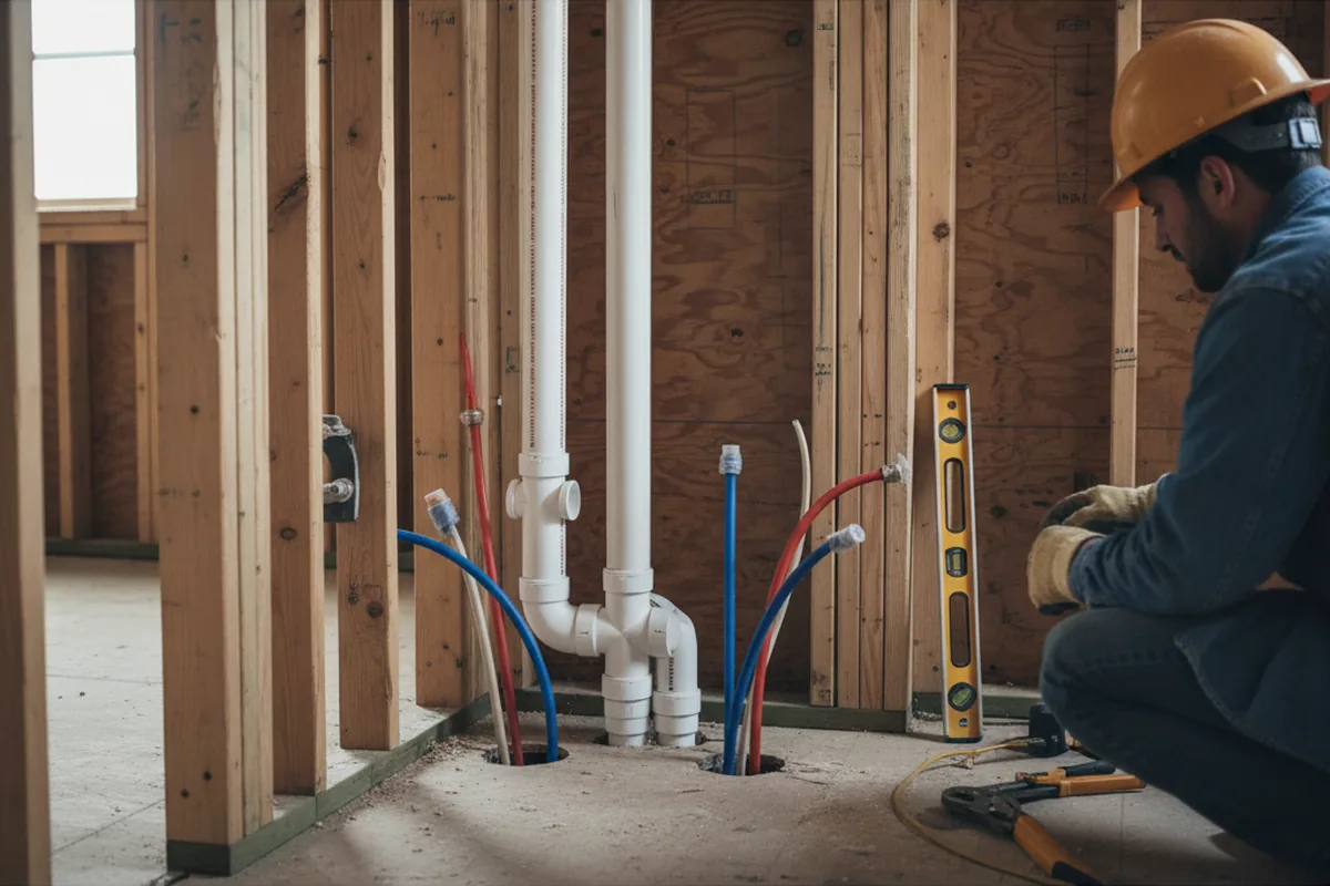 Drain and supply rough-in during Drain Cleaning in Rose Hill